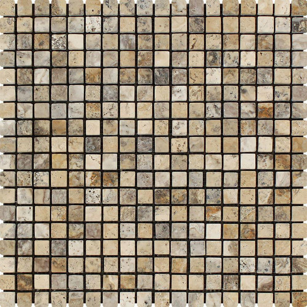 5/8x5/8 Tumbled Philadelphia Travertine Mosaic Tile.