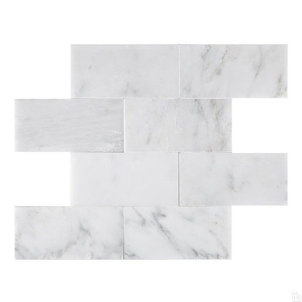 Asian Statuary (Oriental White) Marble 3x6 Polished Tile.