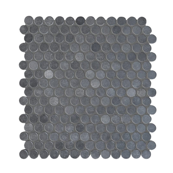 Basalt Gray Penny Round Honed Mosaic Tile.