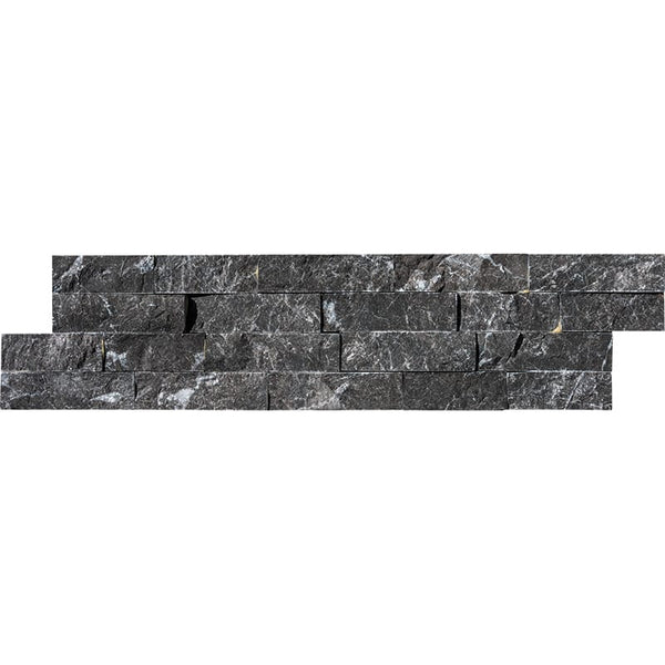 Black Marble 6x24 Stacked Stone Ledger Panel.