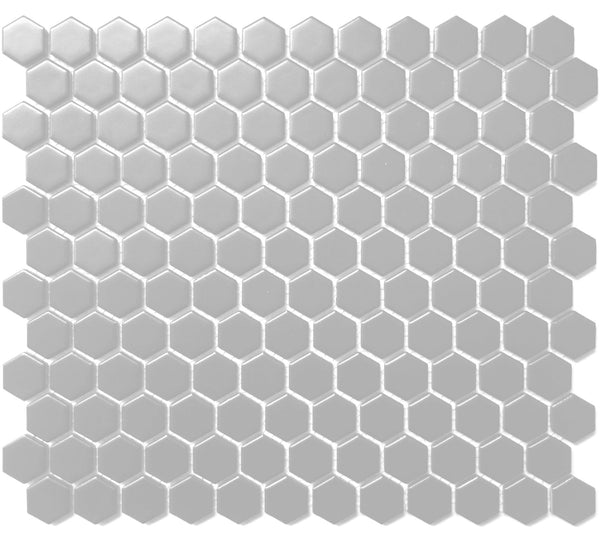 Cc Mosaics Gray 12x12 Hexagon 1x1 Porcelain Mosaic Tile.
