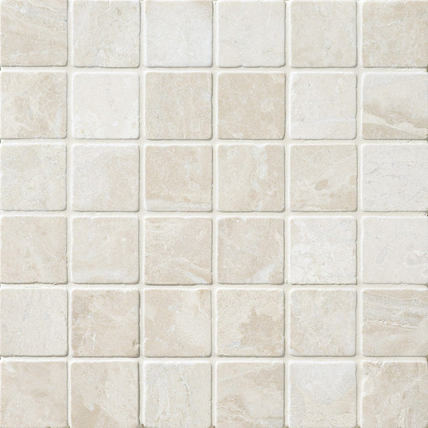 Royal Beige Marble 2x2 Tumbled Mosaic Tile.