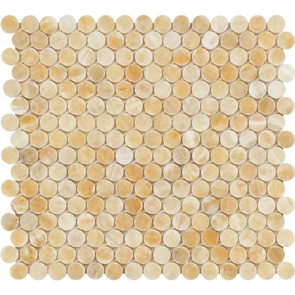 Honey Onyx Penny Round Polished Mosaic Tile.