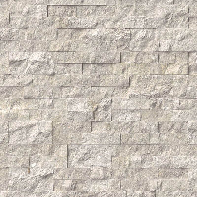 Silver Gray Marble 6x24 Split Face Stacked Stone Ledger Panel.
