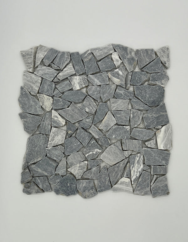 Bardiglio Marble Flat Pebble Broken Random Mosaic Tile