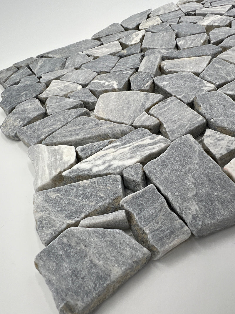 Bardiglio Marble Flat Pebble Broken Random Mosaic Tile