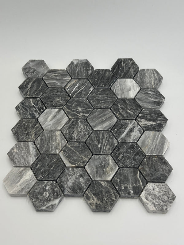 Bardiglio Marble 2x2 Hexagon Polished Mosaic Tile