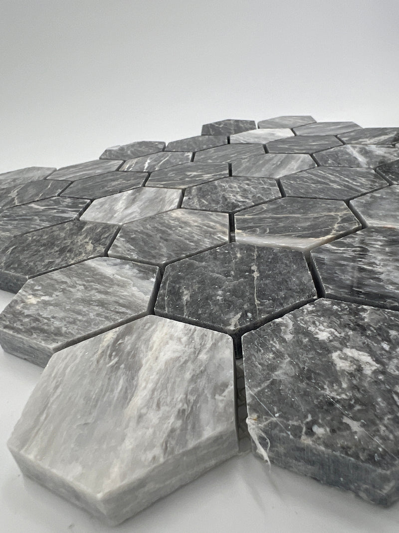 Bardiglio Marble 2x2 Hexagon Polished Mosaic Tile