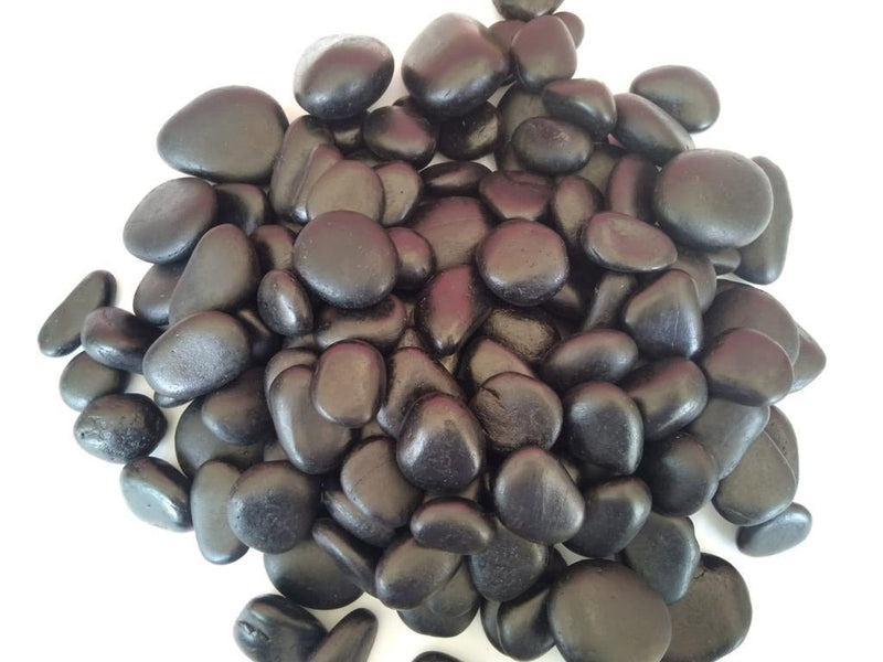Polished Black Rainforest Pebble Stone 1 to 2 inches - 2000 LBS