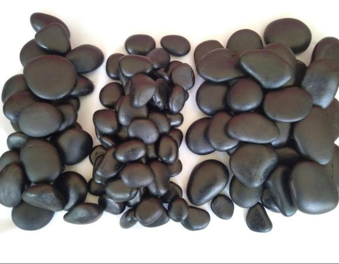 Polished Black Rainforest Pebble Stone 1/4 to 3/4 inches - 500 LBS