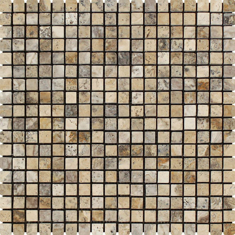 5/8x5/8 Tumbled Philadelphia Travertine Mosaic Tile.