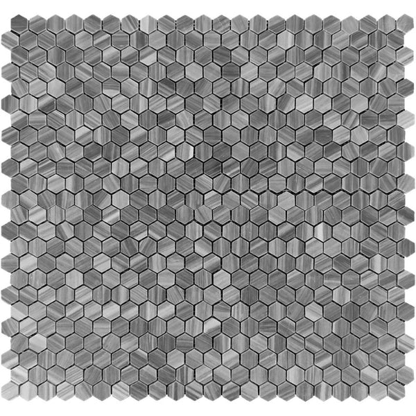 Bardiglio Scuro Marble 1x1 Hexagon Polished Mosaic Tile.