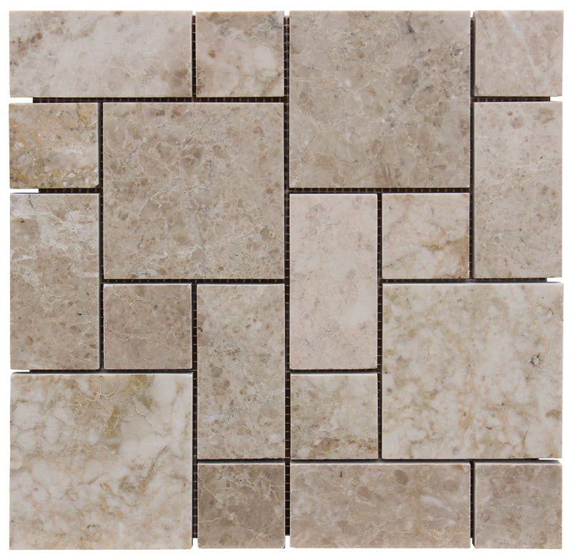 Cappuccino Marble Mini Pattern Polished Mosaic Tile - Onlinetileshop.com