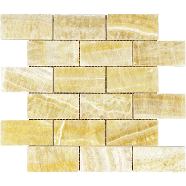Honey Onyx 2x4 Polished Mosaic Tile.