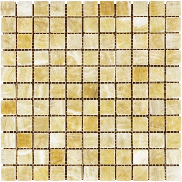 Honey Onyx 1x1 Polished Mosaic Tile.