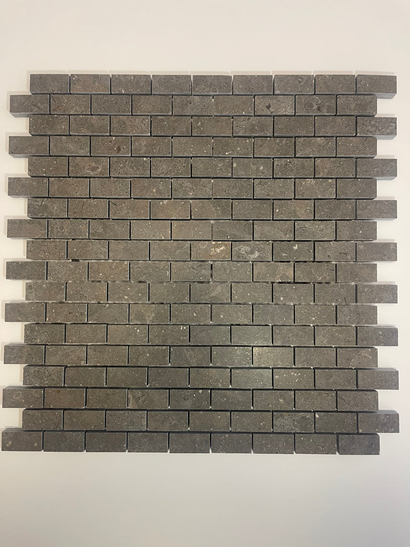 Nova Blue Mini Brick Limestone 1/2X1 Honed Mosaic Tile - Onlinetileshop.com
