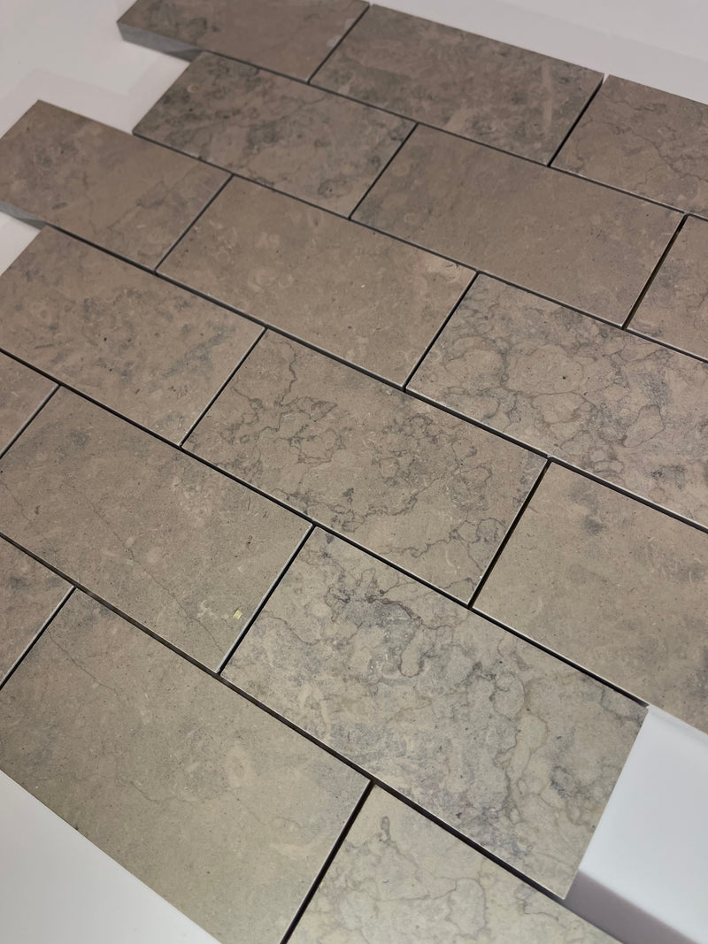 Nova Gray Limestone 2x4 Honed Mosaic Tile - Onlinetileshop.com