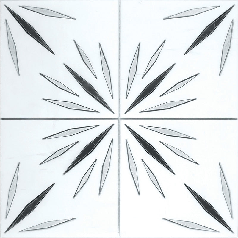 ARTISTIC AURA WHITE DOLOMITE/ ICE GREY/ ANIA BLACK Surface: HONED Mosaic Tile.