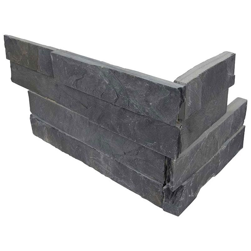 Black Slate 6x18 Stacked Stone Ledger Corner.