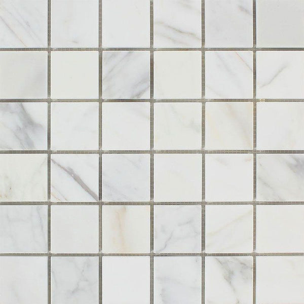 Calacatta Gold Marble 2x2 Polished Mosaic Tile.