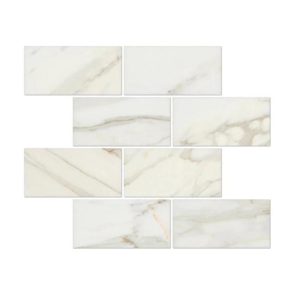 Calacatta Gold Marble 3x6 Polished Tile.