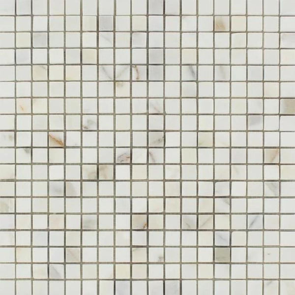 Calacatta Gold Marble 5/8x5/8 Honed Mosaic Tile.