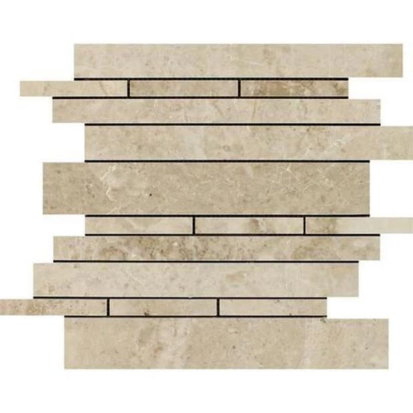 Cappuccino Marble Random Insert Polished Mosaic Tile.