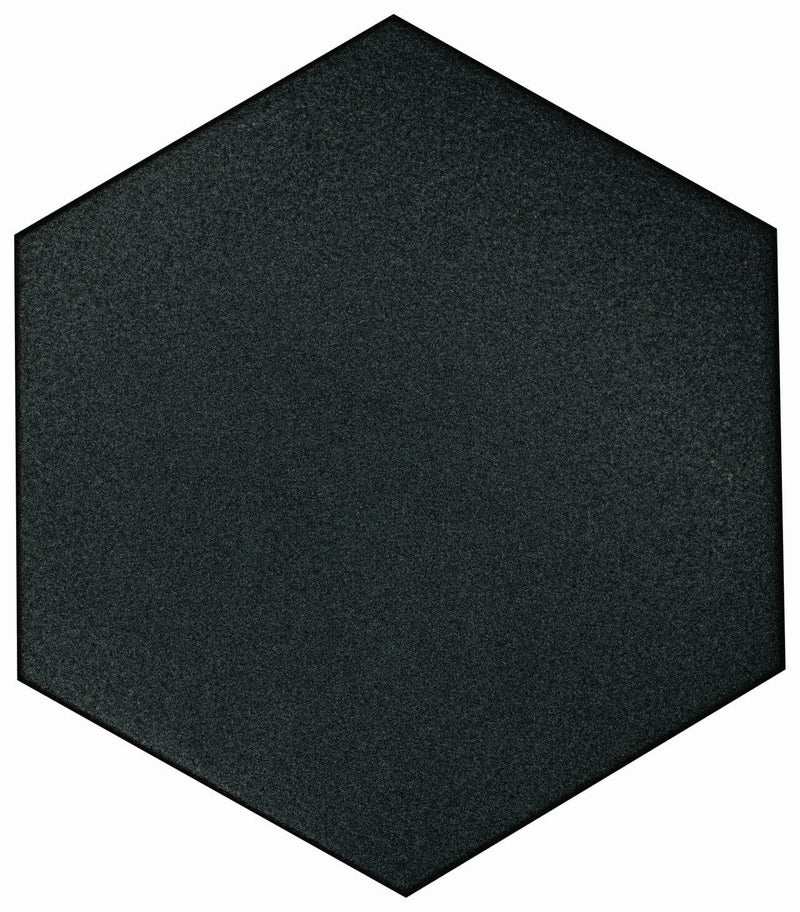 Casablanca Solid Black 8x9 Hexagon Porcelain Tile.