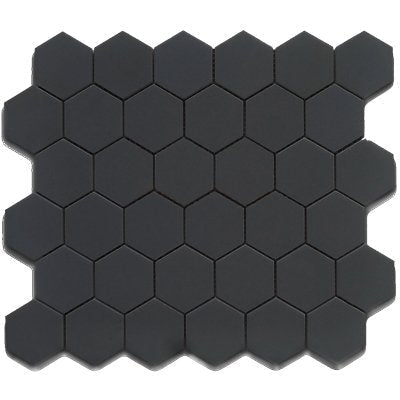 Cc Mosaics Black 12x12 Hexagon 2x2 Porcelain Mosaic Tile.