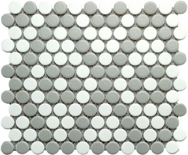 Cc Mosaics Gr&w Penny Round 9x10 Porcelain Mosaic Tile.