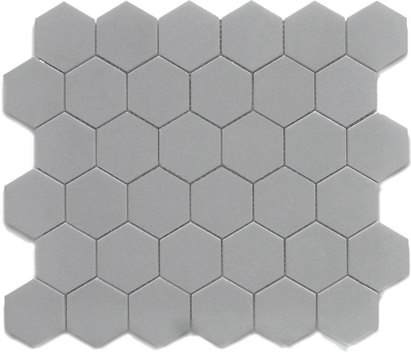 Cc Mosaics Gray 12x12 Hexagon 2x2 Porcelain Mosaic Tile.
