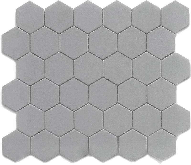 Cc Mosaics Gray 12x12 Hexagon 2x2 Porcelain Mosaic Tile.