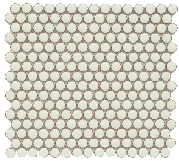 Cc Mosaics +pearl White Penny Round 12x12 Porcelain Mosaic Tile.