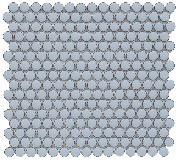 Cc Mosaics +sky Blue Penny Round 12x12 Porcelain Mosaic Tile.
