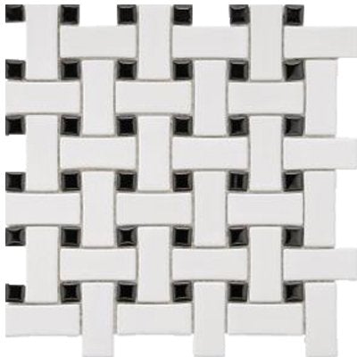 Cc Mosaics White Basket Weave Porcelain Mosaic Tile.