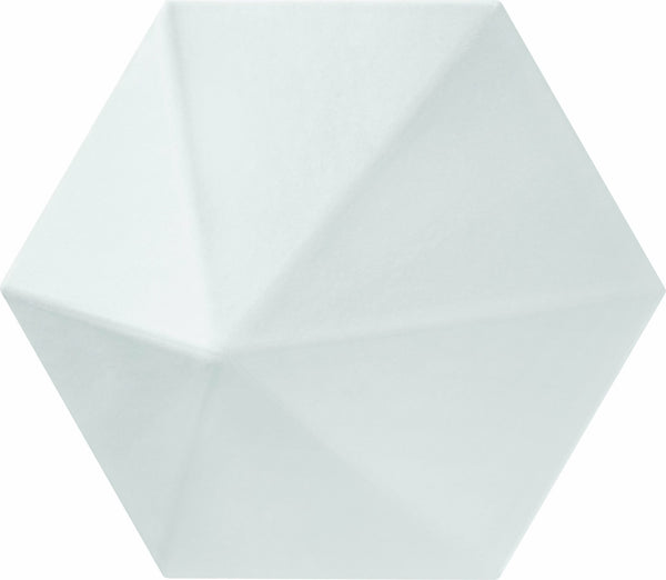 Dimensions Quasar Matte White 6x7 Hexagon Porcelain Tile.