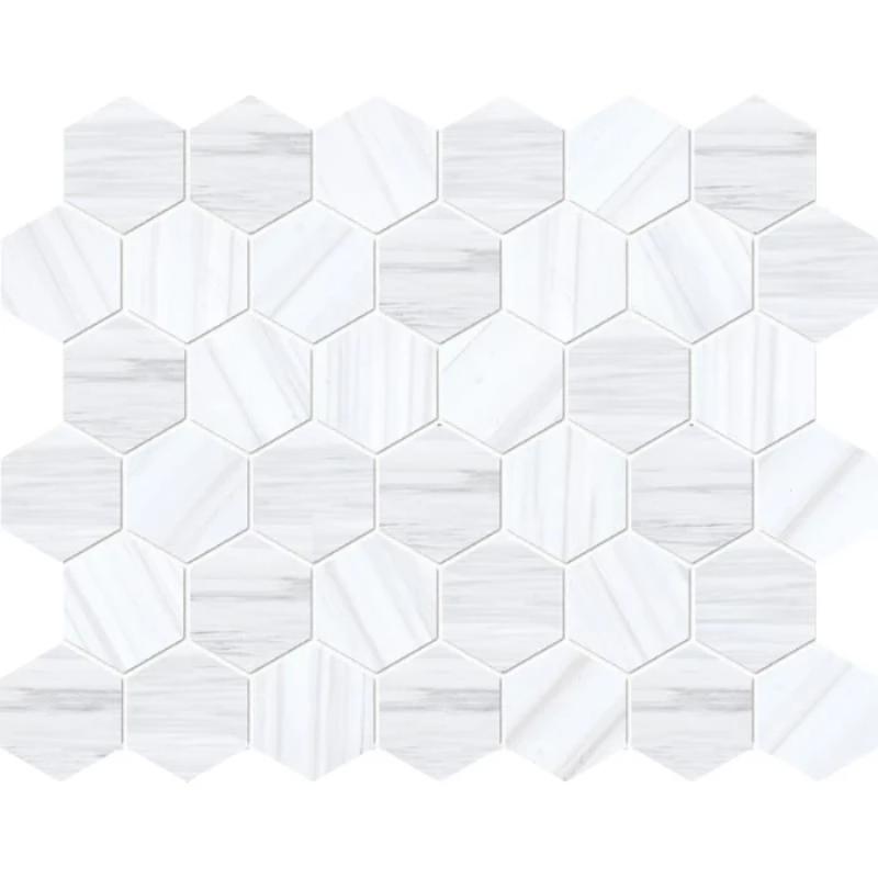 Dolomite Pearl Marble 2x2 Hexagon Honed Mosaic Tile.