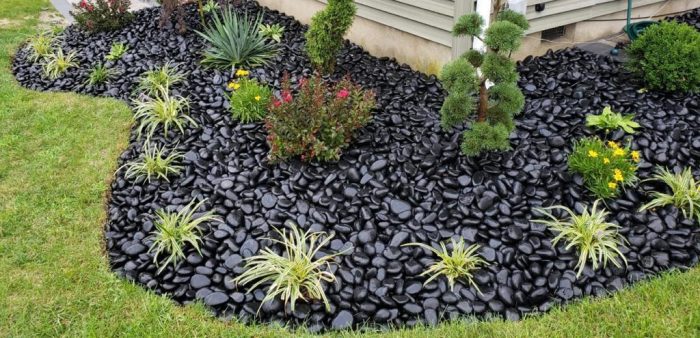 Polished Black Rainforest Pebble Stone 3 to 5 inches - 2000 LBS