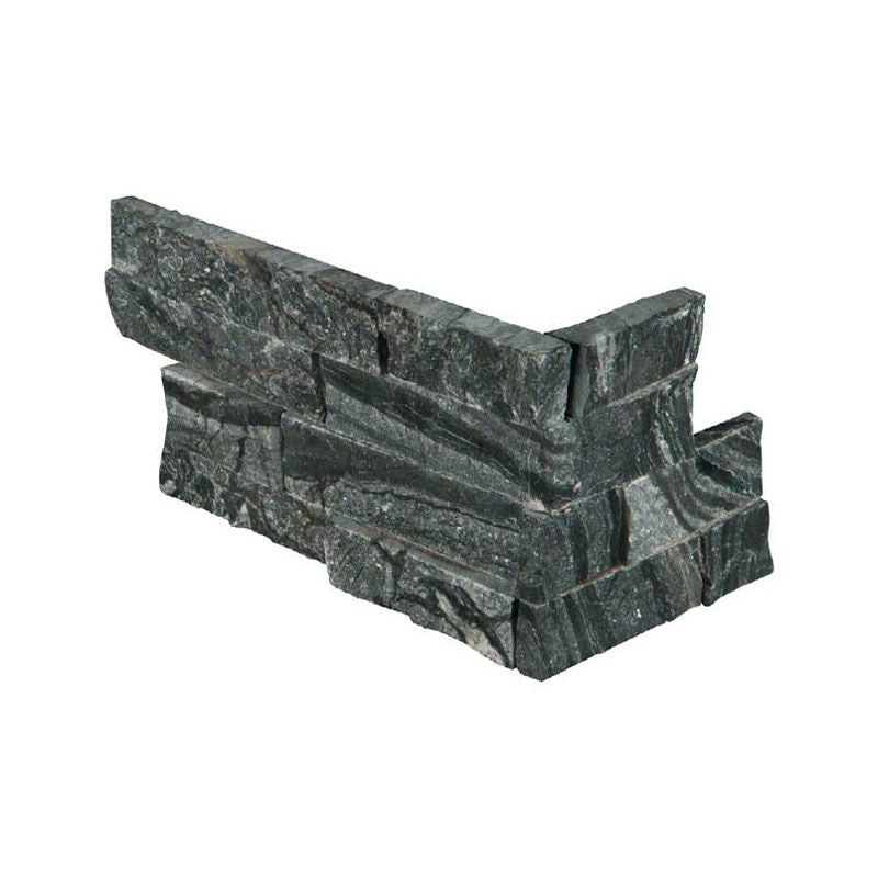Glacial Black 6x18 Stacked Stone Ledger Corner.