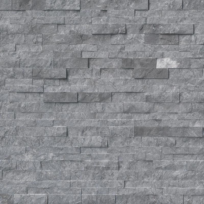 Glacial Gray Marble 6x24 Stacked Stone Ledger Panel.