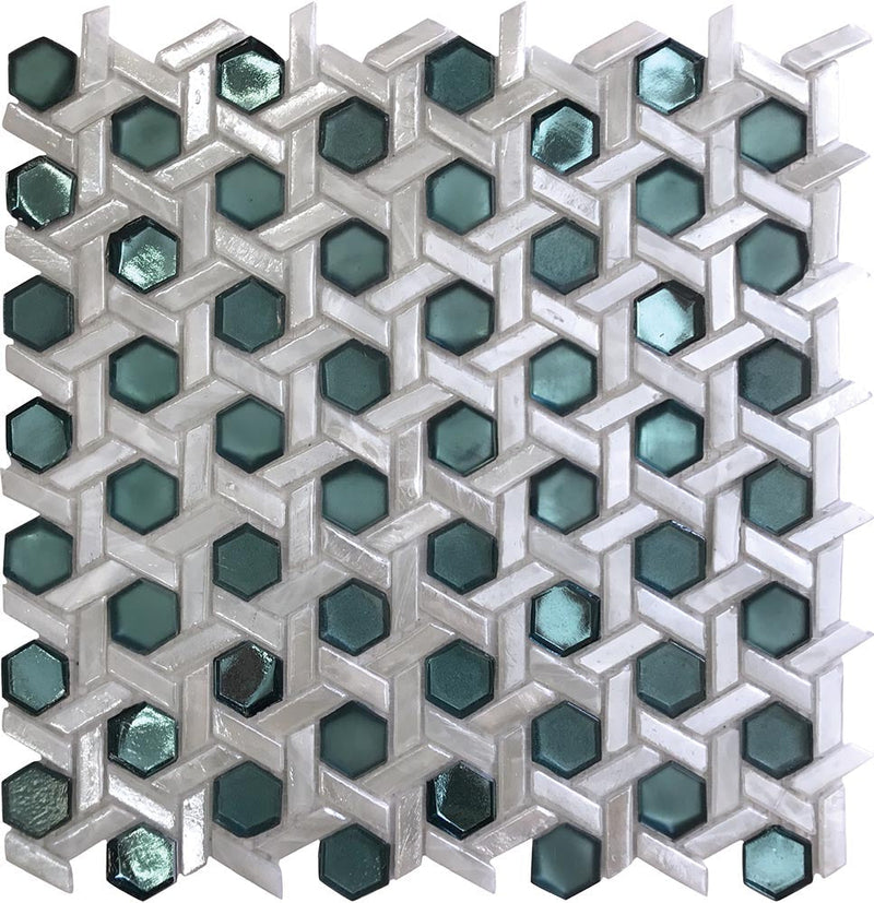 GLAMOUR WEAVE EMERALD Glass Mosaic Tile.