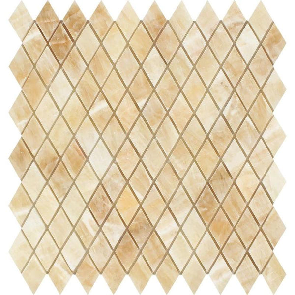Honey Onyx Polished 1x2 Diamond Mosaic Tile.