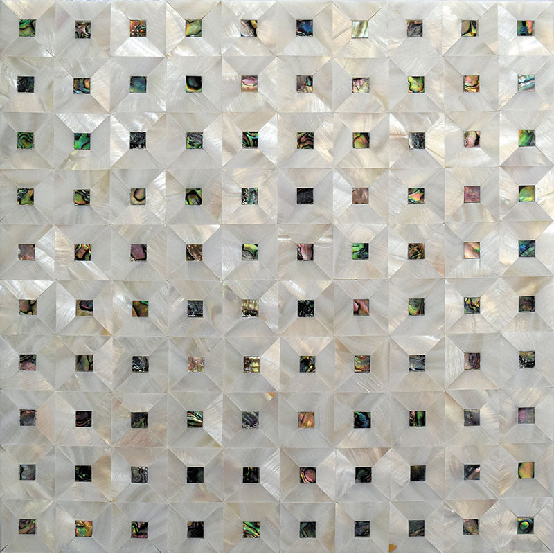 JEWELS OF THE SEA ABALONE SQUARES shell Mosaic Tile.