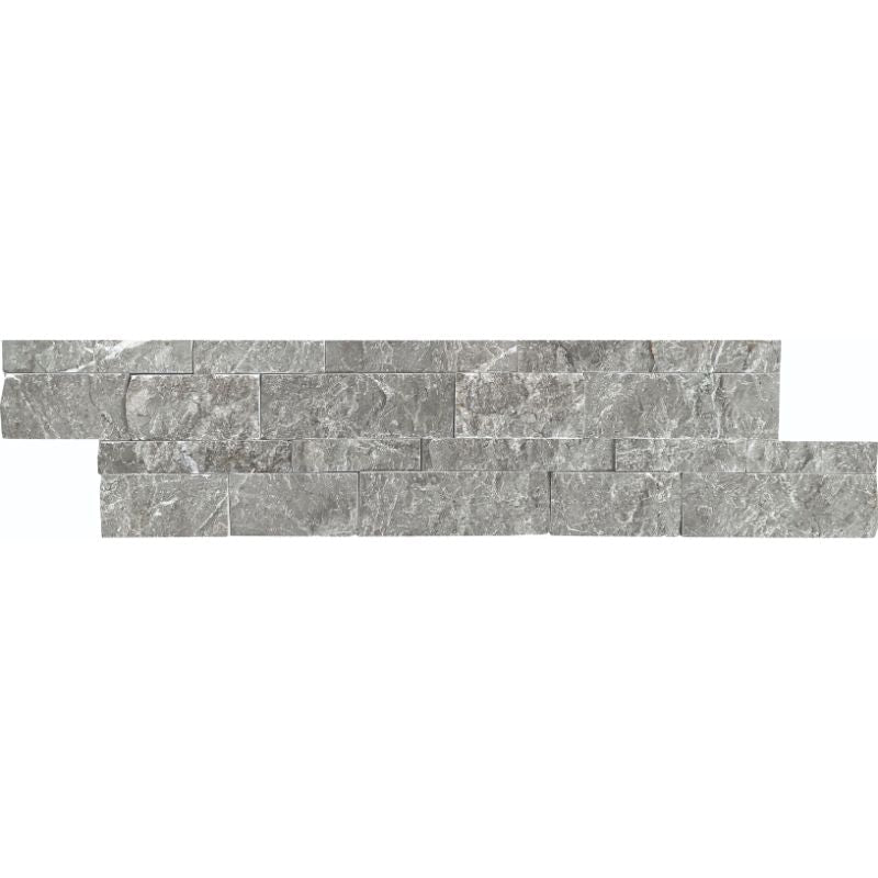 Mona Gray Marble 6x24 Stacked Stone Ledger Panel.