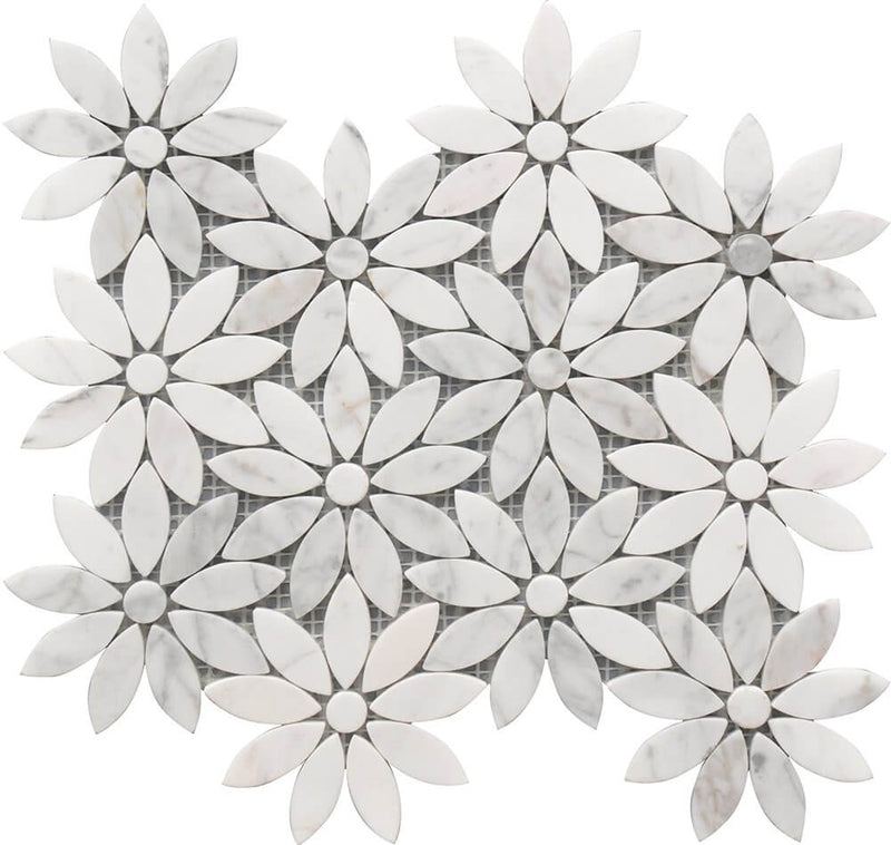 Rockart Daisy Flower 10x12 Marble Mosaic Tile.