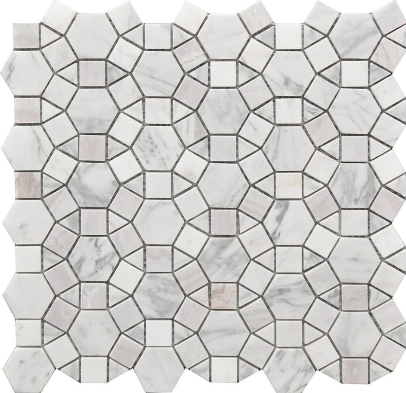 Rockart Kaleidoscope 12x12 Porcelain Mosaic Tile.
