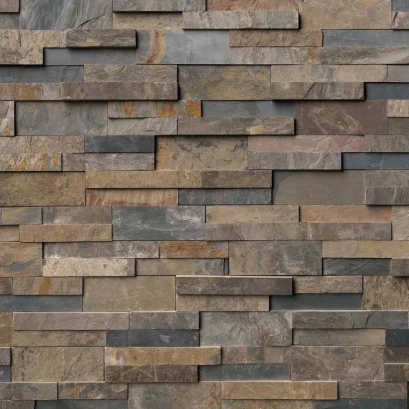 Rustic Gold 3D Slate 6x24 Stacked Stone Ledger Panel.
