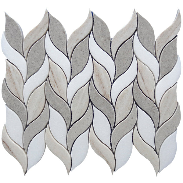 SAHARA BAHARIYA CRYSTAL SAND/Thassos white/Cinderella gray Mosaic Tile.