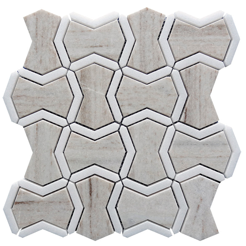 SAHARA MAGHREB CRYSTAL SAND/Thassos white Mosaic Tile.