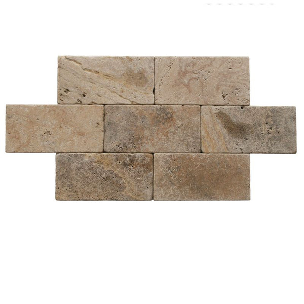 Scabos Travertine 6x12 3cm Tumbled Paver.